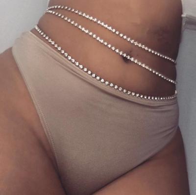 China FASHIONABLE Wholesale High Quality Gold Plated Belly Chain Crystal Waist Bead Body Jewelry for sale