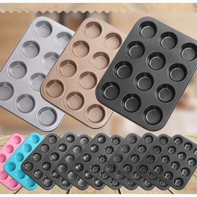 China 12 Viable Round Carbon Steel Cup Cake Cupcake Muffin Mold Cake Baking Tools For Baking for sale