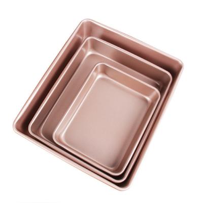 China Non-Stick Carbon Steel Multifunctional Cake Mold Viable Gold Rectangular Bread Mold Cake Tools for Baking for sale