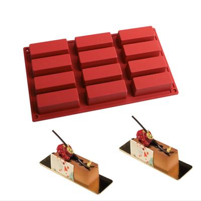 China Viable Rectangular 9/12 Silicone Mousse Mold Fondant Cake Silicone Mold Cake Tools For Cake Decorating for sale