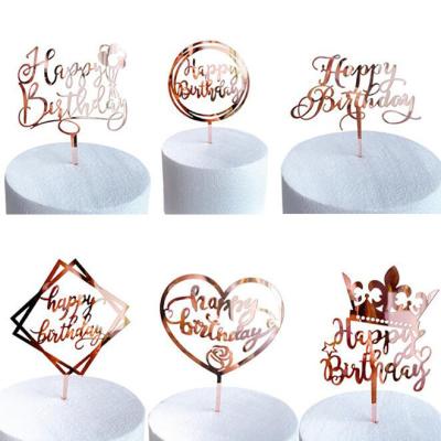 China New Viable Happy Birthday Acrylic Cake Card Insert Decoration Cake Topper Card For Cake Decorating for sale