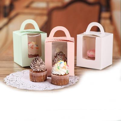 China 50 Pieces Viable Portable Transparent Cake Box Gift Box Cake Cup Bun Window For Cake Packaging for sale