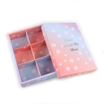 China New Gradient 6 Color Cupcake Pink Blue Viable Packaging Box Even Cake Box For Baking for sale