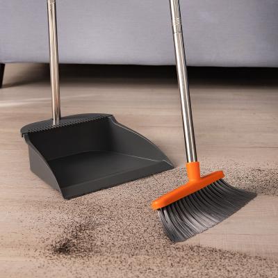 China BOOMJOY 2021 new hot sale home cheap plastic broom and dustpan set straight with long handle for sale