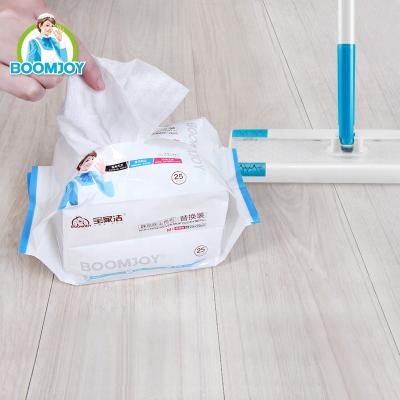 China Boomjoy Sustainable Nonwoven Fabric Flat Mop White And Blue Color Home Cleaning Accessories Disposable Brooms for sale