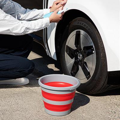 China Viable 10L 14L Portable Collapsible PP Squeeze Silicone Seal Mop Bucket Plastic Folding Folding Cleaning Bucket for sale