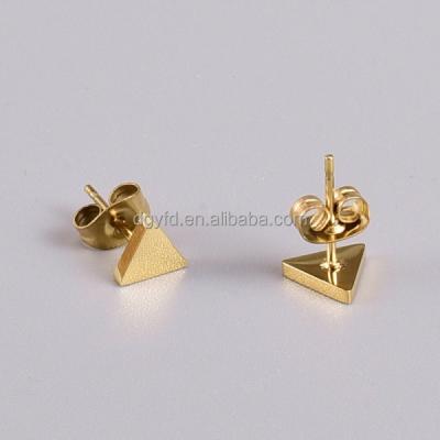 China Daily Mini Triangle Studs Earrings Gold 14K 18K Gold IP Plated Women Shape Tiny Triangle Studs for sale