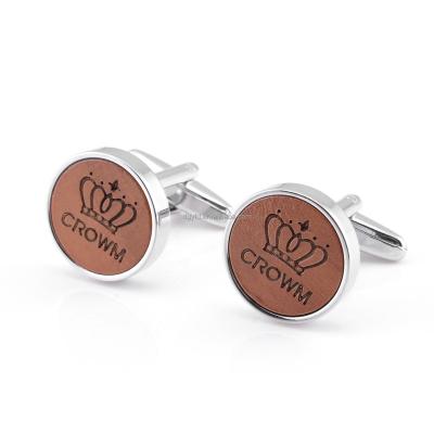 China Custom Engraved Rustic Wooden Cufflinks Country Wood Cufflinks Personalized Daily Wear Groom for sale