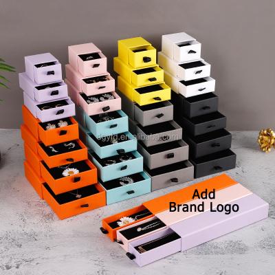 China Jewelry Packaging Custom Paper Jewelry Box Ring Earring Necklace Bracelet Cardboard Box Logo Jewelry Packaging Jewelery Drawer for sale