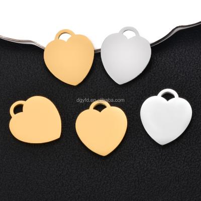 China Personalized Jewelry Making Custom Engraved Stainless Steel Metal Silver Jewelry Heart Charm Tag For DIY Jewelry Personalized Project for sale