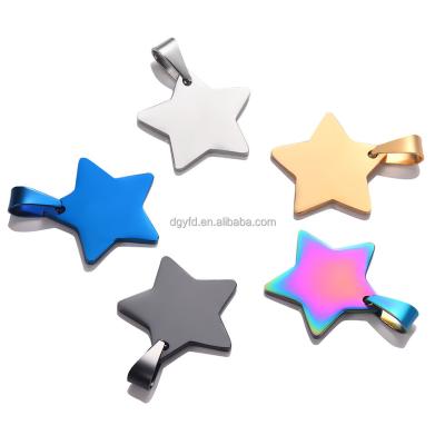 China Personalized Jewelry Making Engraving Stainless Steel Jewelry Blue Star Tag Charm Pendant Metal For Necklace Making for sale