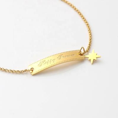 China Tasty Casual Tasty Inspirational Love Women Minimal Nameplate Bracelet Friendship Personalized Gold North Star Bar Bracelet for sale