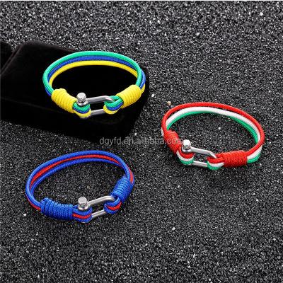 China Custom Fashion Jewelry Paracord Bracelet Stainless Steel Casual Shackle Bracelet Nautical Nautical Sailing Bracelets For Men for sale