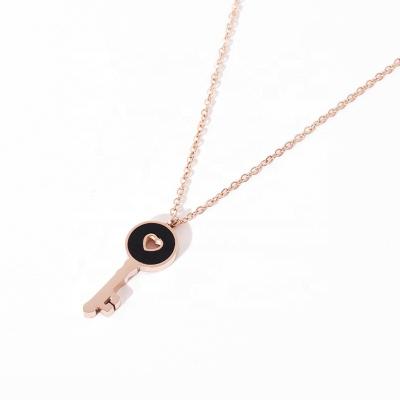 China Every Day Wear Stainless Steel Rose Gold Key Necklace Dainty Custom Tiny Cute Key Of Love Heart Fashion Jewelry Girls Gift for sale