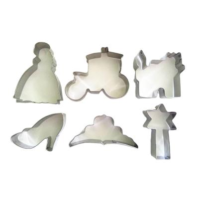 China Workable 6pcs Stainless Steel Metal Cinderella Story Cartoon Cookie Cutter Set for sale