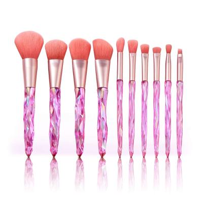 China 10 PCS Crystal Diamond Handle Makeup Brushes Pink Set Skin-Friendly Makeup Tools for sale