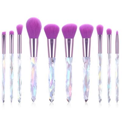 China 10 PCS Diamond Grip Powder Base Eyeshadow Eyeshadow Makeup Skin-friendly Crystal Brush Set for sale