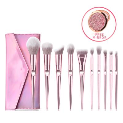 China 10 PCS Silky Soft Plating Laser Rose Gold Handle Makeup Brushes With Bag Gorgeous Makeup Brush Tools for sale