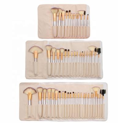 China Angular Blush 12/18/24 Pcs Champagne Color Detail Eyeshadow Brush Private Label Makeup Brush Professional High Quality PU Bag for sale