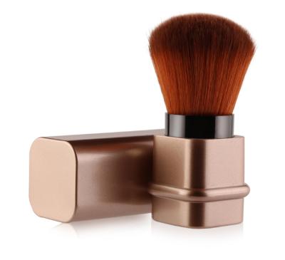 China Soft Hair Customization Square Make Up Single Gold Makeup Brush Portable Base Make Up Brushes Retractable Face Blush Brush for sale