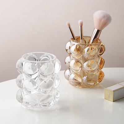 China High Quality Glass Storage Container Crystal Organizer Pen Makeup Brush Stand Holder Clear Simple Accept Logo Paper Box Life Customized for sale