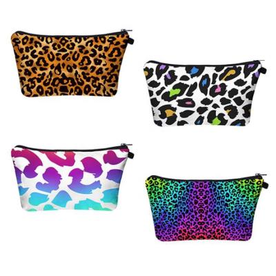 China High Quality Colorful Leopard Print High Quality Cosmetic Pouch Women's Daily Makeup Bag Storage Zipper Bag Canvas Toiletry Bag Stylish Women's Daily Makeup Handbag for sale