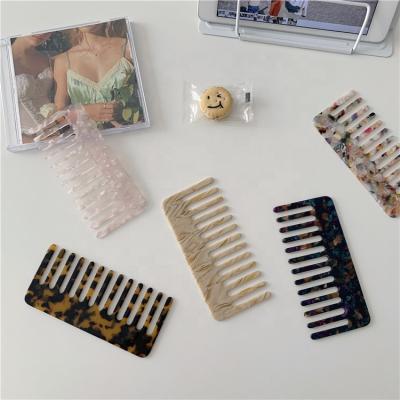 China Girls Hair Comb Korean Style Acetic Acid Comb Tooth Scalp Massage Hair Brush Anti-static Concise Marbling Acetic Acid Wide Pocket Comb for sale