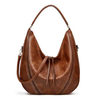 China Vintage Women Tending Vintage Hobo Shoulder Bags Fashion Solid Color PU Leather Feminine Lady Bags Tote Handbag Bolsa for sale