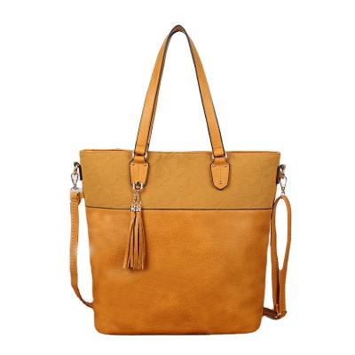 China 2021 new fashionable large capacity simple tote bag ladies PU leather diagonal shoulder handbag for sale