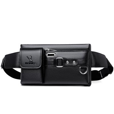 China Multifunctional Waterproof Men's PU Leather Belt Waist Bag With Earphone Jack Cross - Body Chest Bag Sling Bag For Outdoor for sale