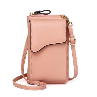 China Multifunctional PU Leather Mobile Phone Bag Shoulder Cell Phone Bag With Credit Card Slots Toss Side Bag for sale