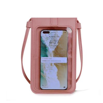 China Wholesale PU Women PU Leather Clear Lightweight Touch Screen Mini Cell Phone Lady Bags Cross - Body Phone Purse For Daily Use for sale