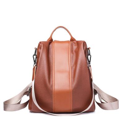 China Waterproof Women Bag Vintage Leatherschool Backpack Fashion All-match Multifunctionalpatchwork Female Bag Soft Bag Waterproof PU Polyester for sale