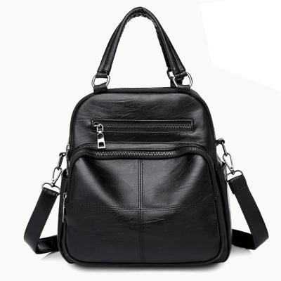 China New PU Backpack Europe Fashion Large Capacity Travel Bag Female Simple Student Leather Bag Girls Anti-theft Backpacks for sale