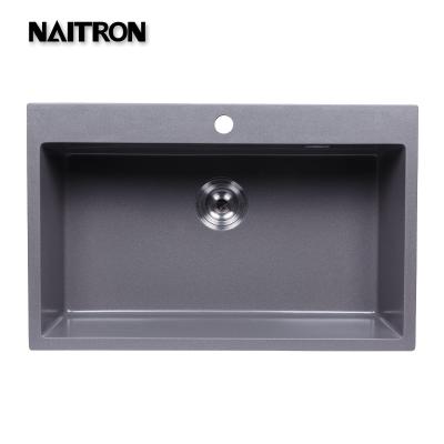 China Without Faucet NAITRO Black Granite Kitchen Sink Bowl Undermount Sink Quartz Compound Single Sinks for sale