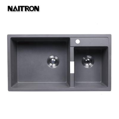 China Without Faucet NAITRON Kitchen Quartz Sink New Products Overflow Medium Sink Main Basin In 2022 Left Side for sale