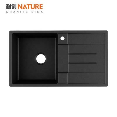 China Black Compound Color Sink Kitchen Faucet NATURE Topmount Quartz Granite Compound Sink for sale