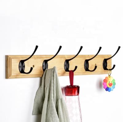 China Decorative Wooden Zinc Die-Cast Hook Wall Mounted Viable Storage Organizer Coat Hook Rack Wall Hook Holder for sale