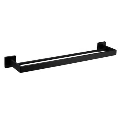 China Hot Selling Durable Matte Bathroom Double Bar Rack Black From Amazon Towel Rack 304 Stainless Steel for sale