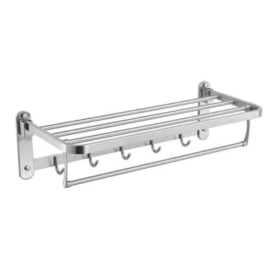 China Durable Hot Selling Expandable Bathroom Towel Rack Hotel Stainless Steel Wall Mounted Towel Rack With Hooks for sale