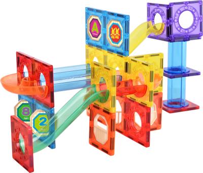 China Construction Toy Hot Sale 61 PCS Marble Run Tiles DIY Magnetic Magnetic Blocks Educational Toys For Children for sale