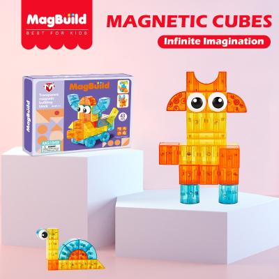 China Online Building Toy 43PCS Crystal Magnetic Cubes Block Creative Amazon Toys For Kids STEM Educational Toys After School Toys for sale