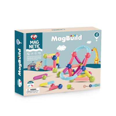 China Mini Magnetic Building Blocks Set Building Toy STEM Preschool Magnetic Sticks Toys For Toddlers 43PCS for sale