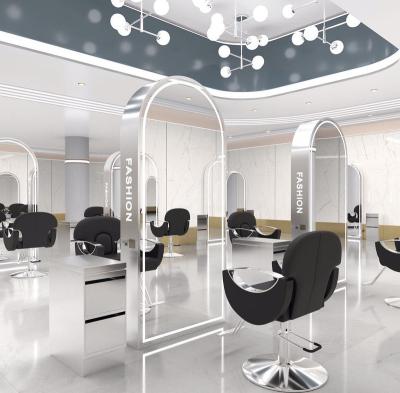 China Modern  Luxury LightSpa Barber salon mirror with LED light, with different lights, double-sided mirror floor station for sale