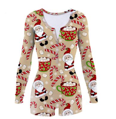 China Custom Printing Halloween QUICK DRY Sexy Onesie For Adult Women Christmas Pajamas Onesie Sleepwear for sale