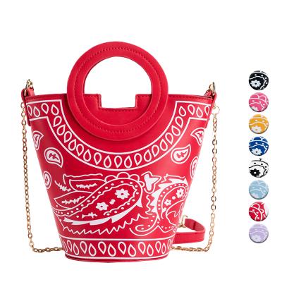 China 2021 Fashion Paisley PU Tote Bag And Hats Red Sets Fashion Luxury Designer Leather Handbags For Women for sale