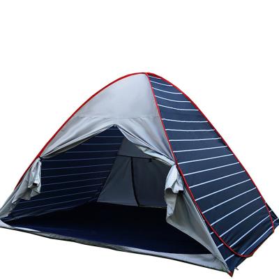 China Quick Opening Waterproof Striped Outdoor Hexagonal Beach Tent Foldable Waterpoof Camping Tents 4 People for sale