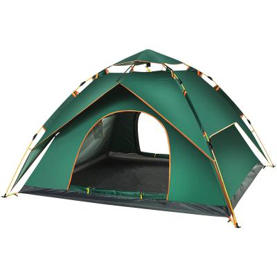 China wholesale 3-4 person double layer double layer green waterproof automatic camping tent large with pack bag for sale