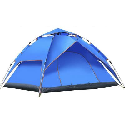 China UV Proof Double Layer Factory Automatic Quick Opening Foldable Blue Waterproof 4 Person Family Tent 190T Camping Tent for sale