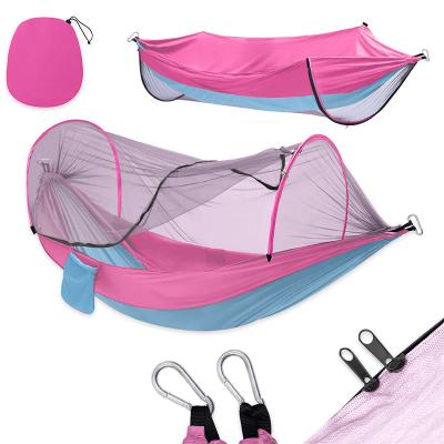 China Lightweight Pop Up Nylon 1 Person Auto Parachute Outdoor Boat Swings Ultralight Anti Mosquito Camping Hammock With Insect Net for sale